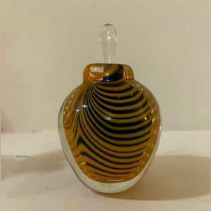 VINTAGE HAND BLOWN PULLED FEATHER CRYSTAL PERFUME, BOTTLE STOPPER CLEAR, NEW